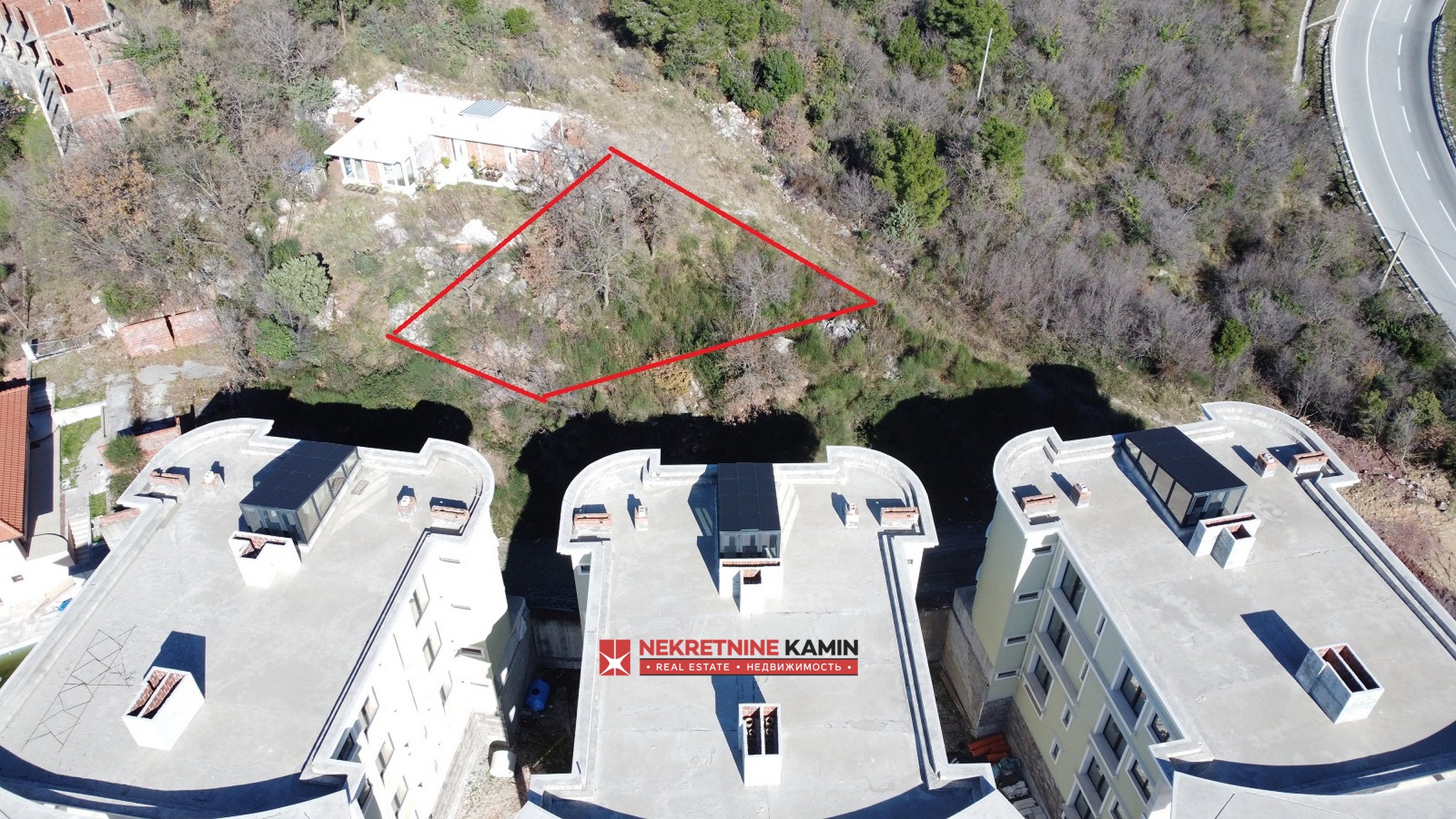Urbanised Plot of 608 m² with Access Road, Markovići, above Budva