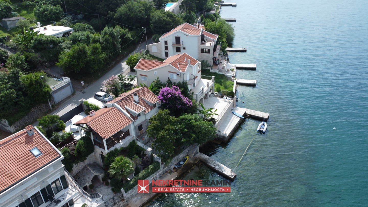Cascading House Right on the Sea with a Jetty, Stoliv, Bay of Kotor