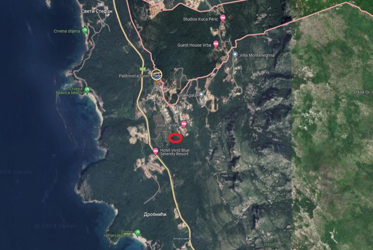 Urbanizovan plac od 1123 m² sa pogledom na more, Blizikuće, Budva