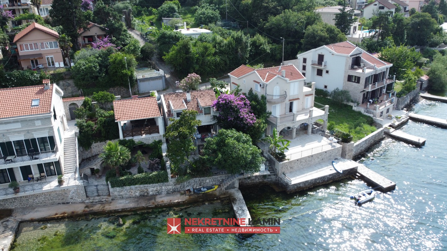 Cascading House with a Pontoon Right on the Sea, Stoliv, Bay of Kotor